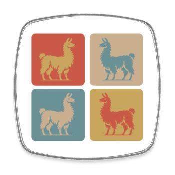 Llama Pop Art Retro - Square fridge magnet - white - Front