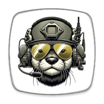 Otter On A Mission - Square fridge magnet - white - Front