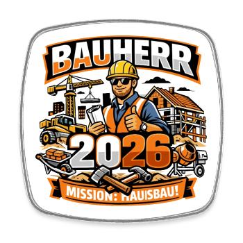 bauherr 2026 - Viereckiger Kühlschrankmagnet - Weiß - Vorne