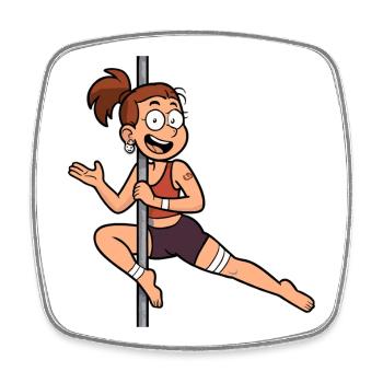 Pole Dance Cartoon – Lustige Dancerin - Viereckiger Kühlschrankmagnet - Weiß - Vorne