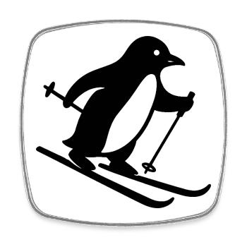 Süßer Pinguin Skifahrer Wintersport Cartoon Silhou - Viereckiger Kühlschrankmagnet - Weiß - Vorne