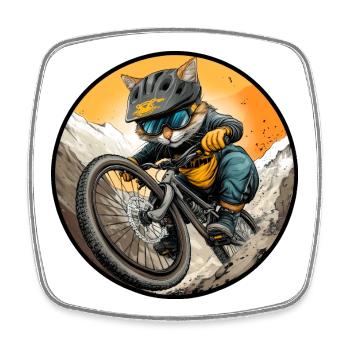 Katzen Bikerin / MTB Kätzchen - Viereckiger Kühlschrankmagnet - Weiß - Vorne