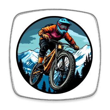 Freeride Biker - Viereckiger Kühlschrankmagnet - Weiß - Vorne