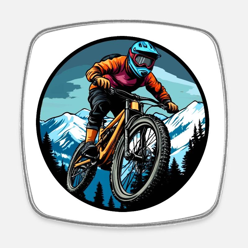 Freeride Biker - Viereckiger Kühlschrankmagnet - Weiß