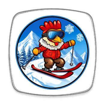 Huhn Ski - Viereckiger Kühlschrankmagnet - Weiß - Vorne