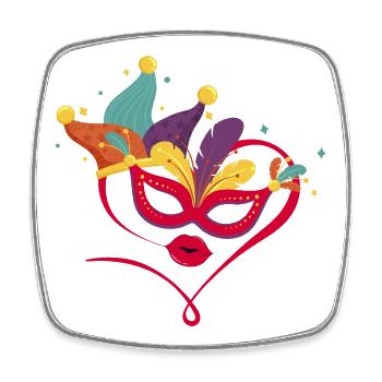 Carnival mask with colorful feathers - Square fridge magnet - white - Front