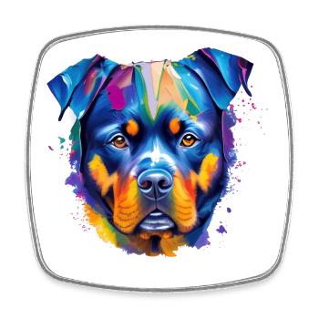 Portrait vibrant d’art coloré de chiens Rottweiler - Magnet carré - blanc - Devant