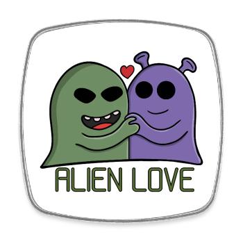 Alien Love Duo - Square fridge magnet - white - Front