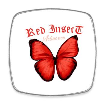 Red Butterfly Freedom Fans Gift Idea - Square fridge magnet - white - Front