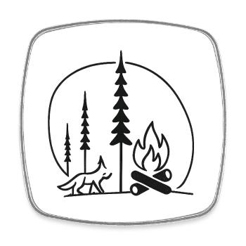 Lagerfeuer Wald Linienkunst Fans Geschenkidee - Viereckiger Kühlschrankmagnet - Weiß - Vorne