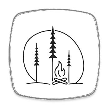 Waldlagerfeuer Silhouette Natur Geschenkidee - Viereckiger Kühlschrankmagnet - Weiß - Vorne