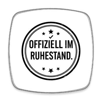 Officially retired – pensioner stamp - Square fridge magnet - white - Front