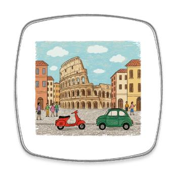 Rome City Skyline Kolosseum Moderne Linienzeichnung - Viereckiger Kühlschrankmagnet - Weiß - Vorne