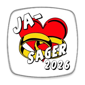 Bachelor Party, Bachelor Party Groom - Yes Sager 2026 - Square fridge magnet - white - Front