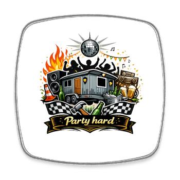 Party Construction Trailer - Square fridge magnet - white - Front