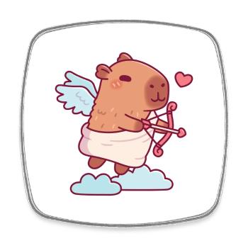 Niedlicher Capybara-Amor-Engel - Viereckiger Kühlschrankmagnet - Weiß - Vorne