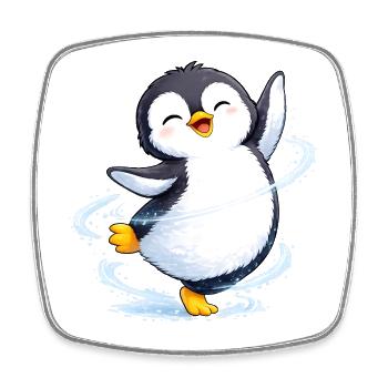 Tanzender Pinguin - Viereckiger Kühlschrankmagnet - Weiß - Vorne