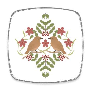 Birds on a Blooming Wreath - Square fridge magnet - white - Front