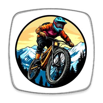 Mountain bike biker - Square fridge magnet - white - Front