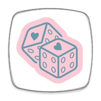 Herzwürfel in Pastellrosa - Viereckiger Kühlschrankmagnet - Weiß - Vorne