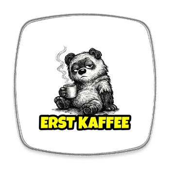 Erst Kaffee – Grumpy Bär (Morgenmuffel Sketch) - Viereckiger Kühlschrankmagnet - Weiß - Vorne