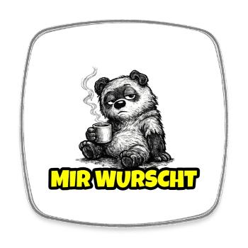 Mir wurscht – Grumpy Bär mit Kaffee (Sketch) - Viereckiger Kühlschrankmagnet - Weiß - Vorne