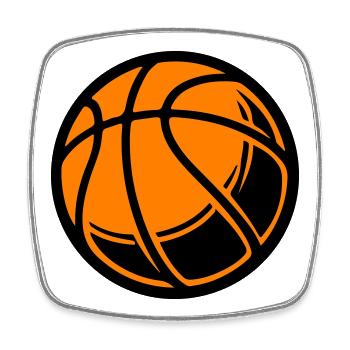Ballon de basket-ball - Magnet carré - blanc - Devant