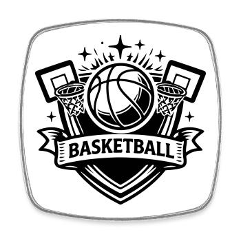 Blason du basket-ball - Magnet carré - blanc - Devant