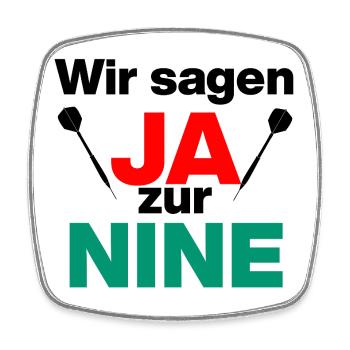 WIR SAGEN JA ZUR 9, 9 DARTER, PERFEKTES FINISH 180 - Viereckiger Kühlschrankmagnet - Weiß - Vorne