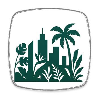 Silhouette de la silhouette de la ligne d’horizon de la ville de la jungle - Magnet carré - blanc - Devant