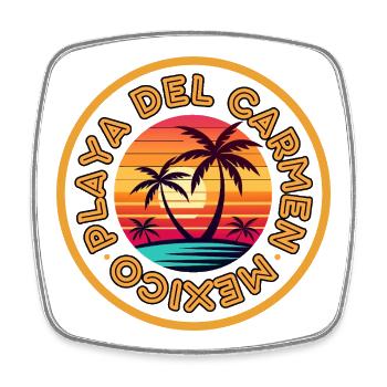 Sunset Palm Circle: Playa del Carmen Mexiko - Viereckiger Kühlschrankmagnet - Weiß - Vorne