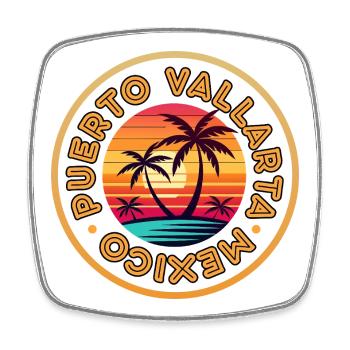 Puerto Vallarta Sunset Logo - Square fridge magnet - white - Front
