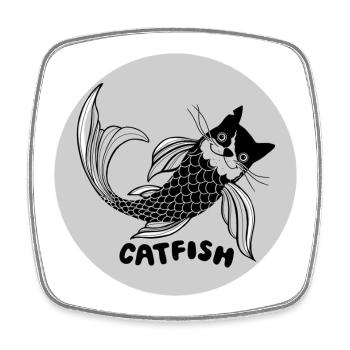 Type-o-Cat #74 POISSON-CHAT - Magnet carré - blanc - Devant