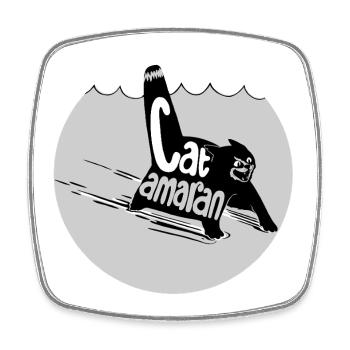 Type-o-Cat #16 CATamaran - Square fridge magnet - white - Front
