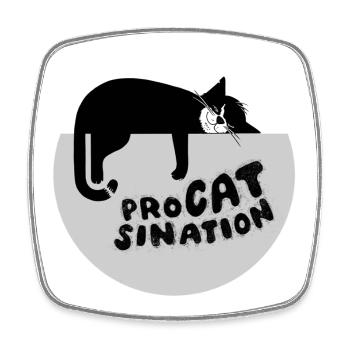 Typ-o-Cat #87 ProCATsination - Viereckiger Kühlschrankmagnet - Weiß - Vorne