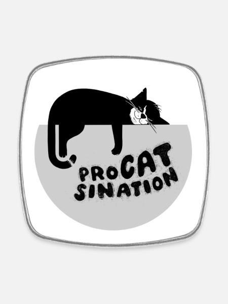 Type-o-Cat #87 ProCATsination - Square fridge magnet - white