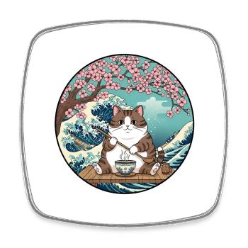 Heure du café du chat chanceux - Magnet carré - blanc - Devant