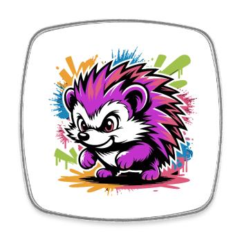 Neon Fraffiti Hedgehog Color Explosion - Square fridge magnet - white - Front