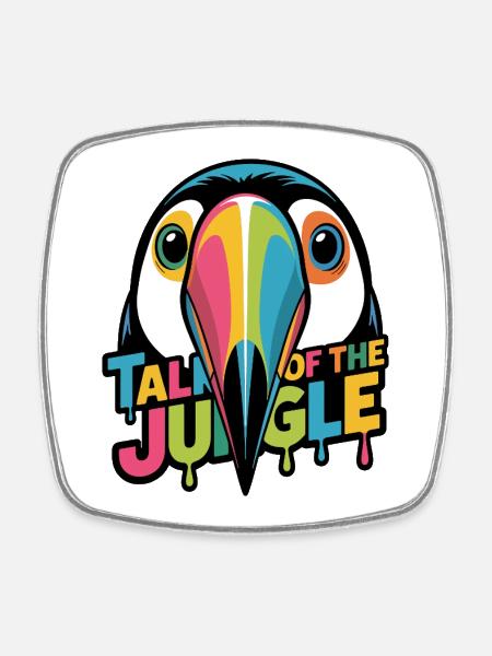 Talk of the Jungle Toucan - Square fridge magnet - white