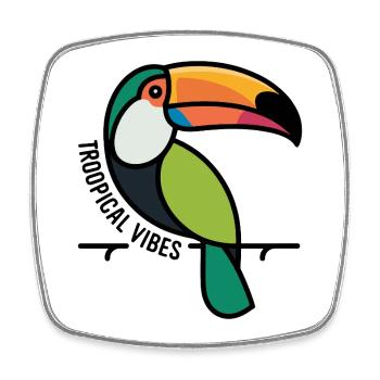 Colorful Toucan Tropical Vibes - Square fridge magnet - white - Front