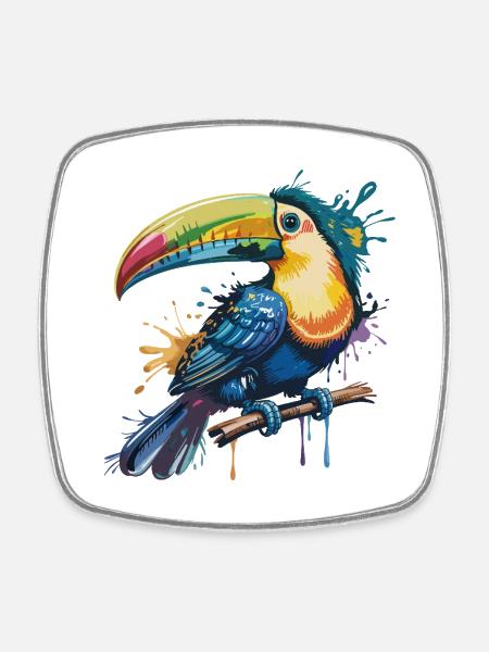 Explosion colorée de toucan - Magnet carré - blanc