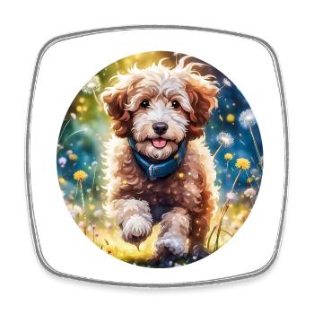 Aussiedoodle au soleil - Magnet carré - blanc - Devant