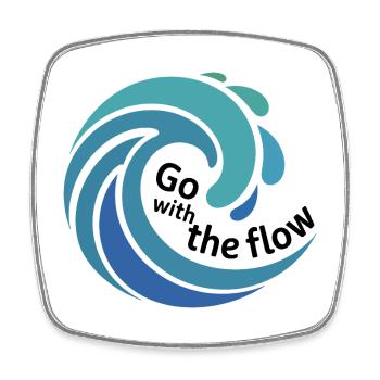 Go with the Flow Wave Art - Square fridge magnet - white - Front