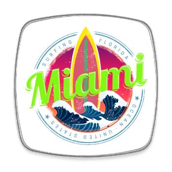 Miami Florida Surf Design Vintage Souvenir - Viereckiger Kühlschrankmagnet - Weiß - Vorne