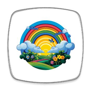 Regenbogen Sonnenaufgang Frühling - Viereckiger Kühlschrankmagnet - Weiß - Vorne