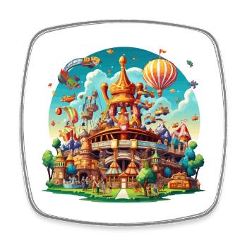 Fantasy Park Airship Carousel - Square fridge magnet - white - Front