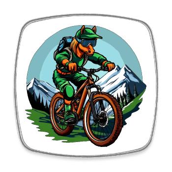 Ponies Mountain Biker / Bike Pony - Square fridge magnet - white - Front
