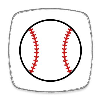 Baseball - Viereckiger Kühlschrankmagnet - Weiß - Vorne