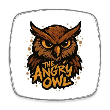 The angry owl - Square fridge magnet - white - Front