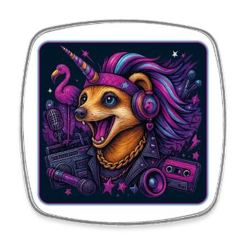 Erdmännchen Einhorn Party - Viereckiger Kühlschrankmagnet - Weiß - Vorne